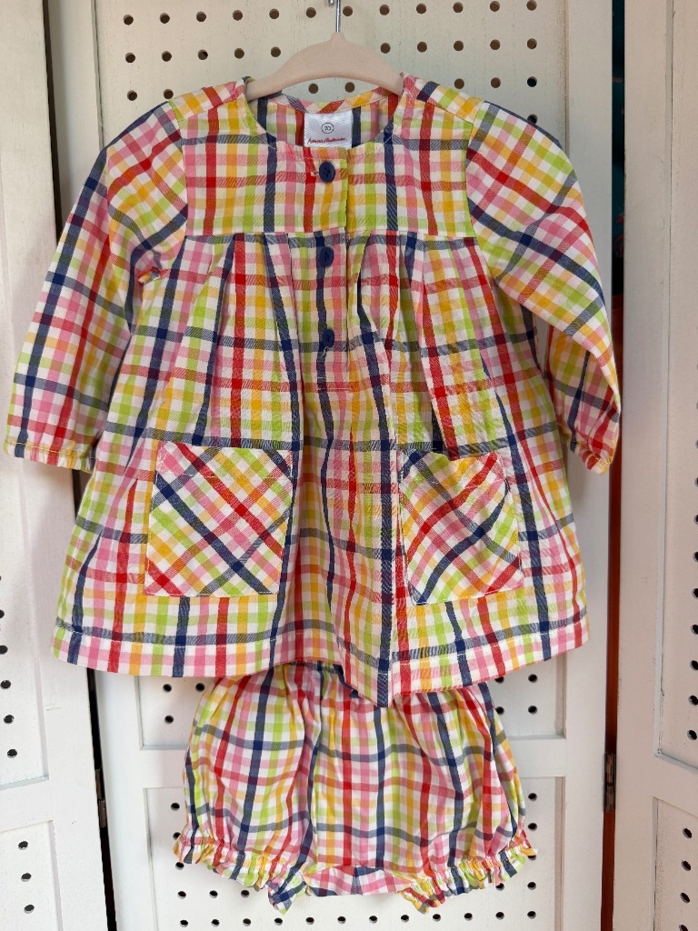 Hanna Andersson Multicolor Plaid Baby Dress & Bloomer Set - Size 6 - 12M - Picture 1 of 7